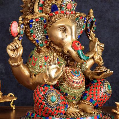 Brass Lord Ganesha Idol - 18" Tall - Budhshiv.com