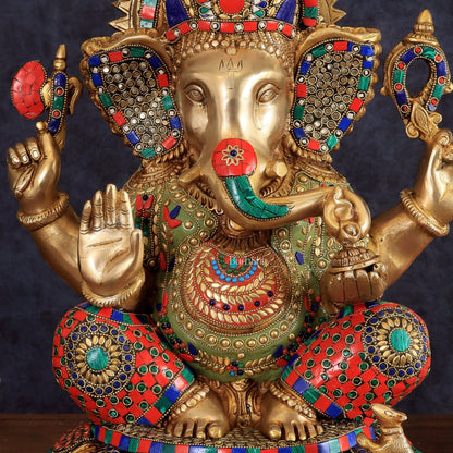 Brass Lord Ganesha Idol - 18" Tall - Budhshiv.com