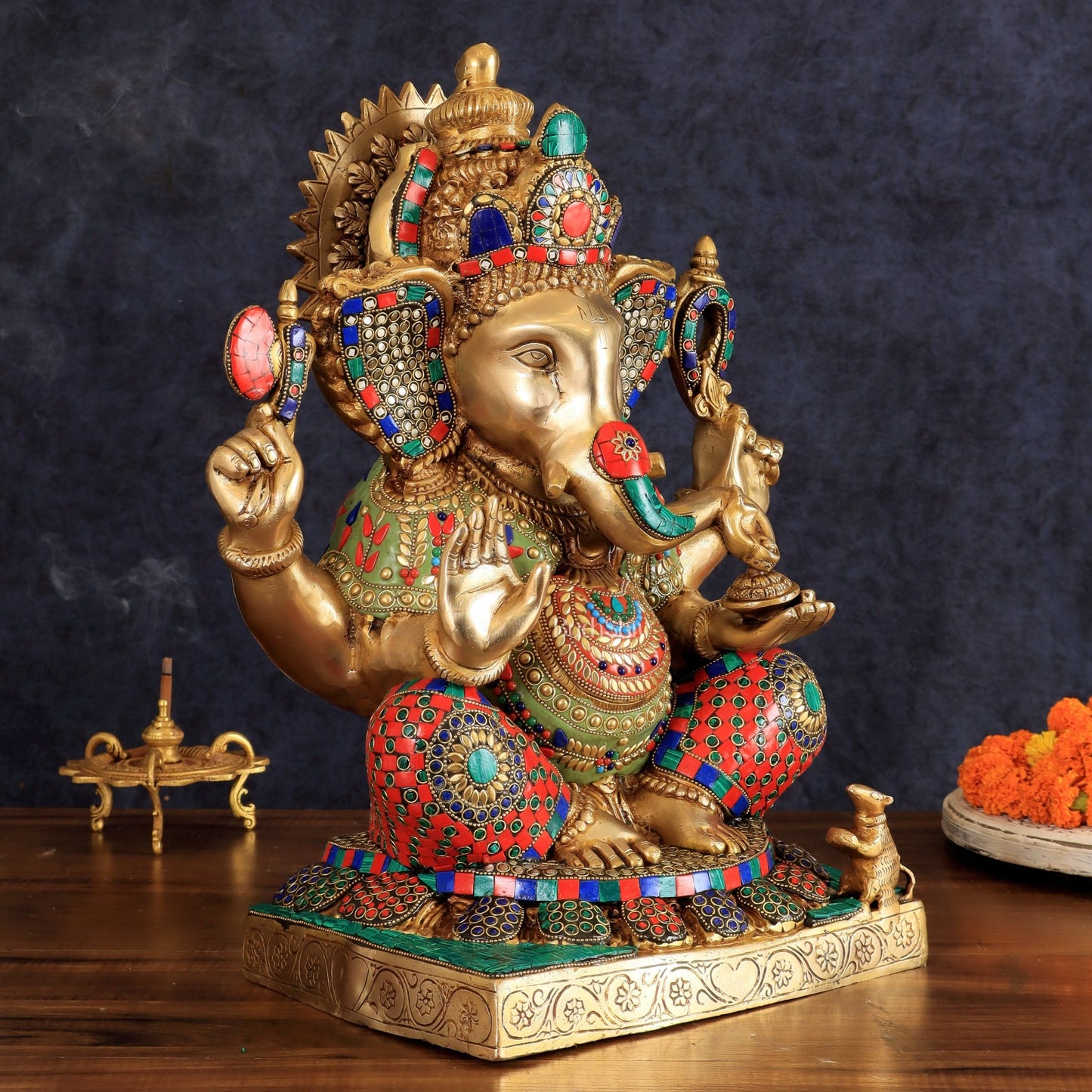 Brass Lord Ganesha Idol - 18" Tall - Budhshiv.com