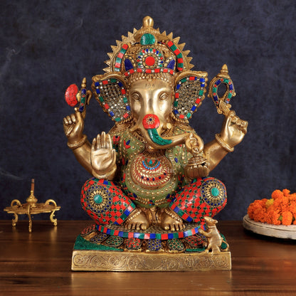 Brass Lord Ganesha Idol - 18" Tall - Budhshiv.com