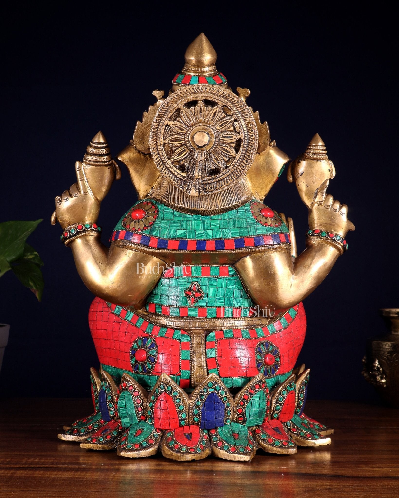 Brass Lord Ganesha Idol | Height 15.5 inch multi colour - Budhshiv.com