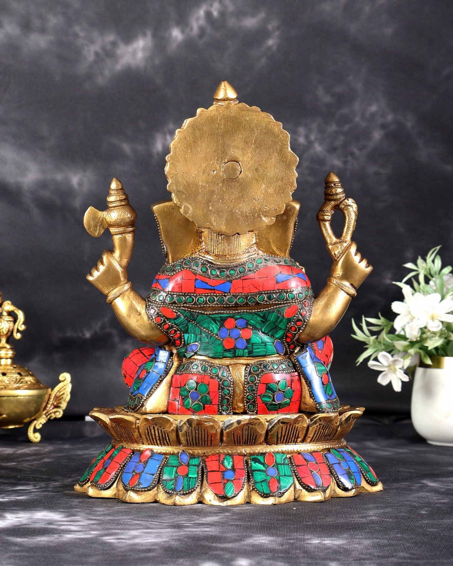 Brass Lord Ganesha on Lotus Idol - 12 Inch - Budhshiv.com