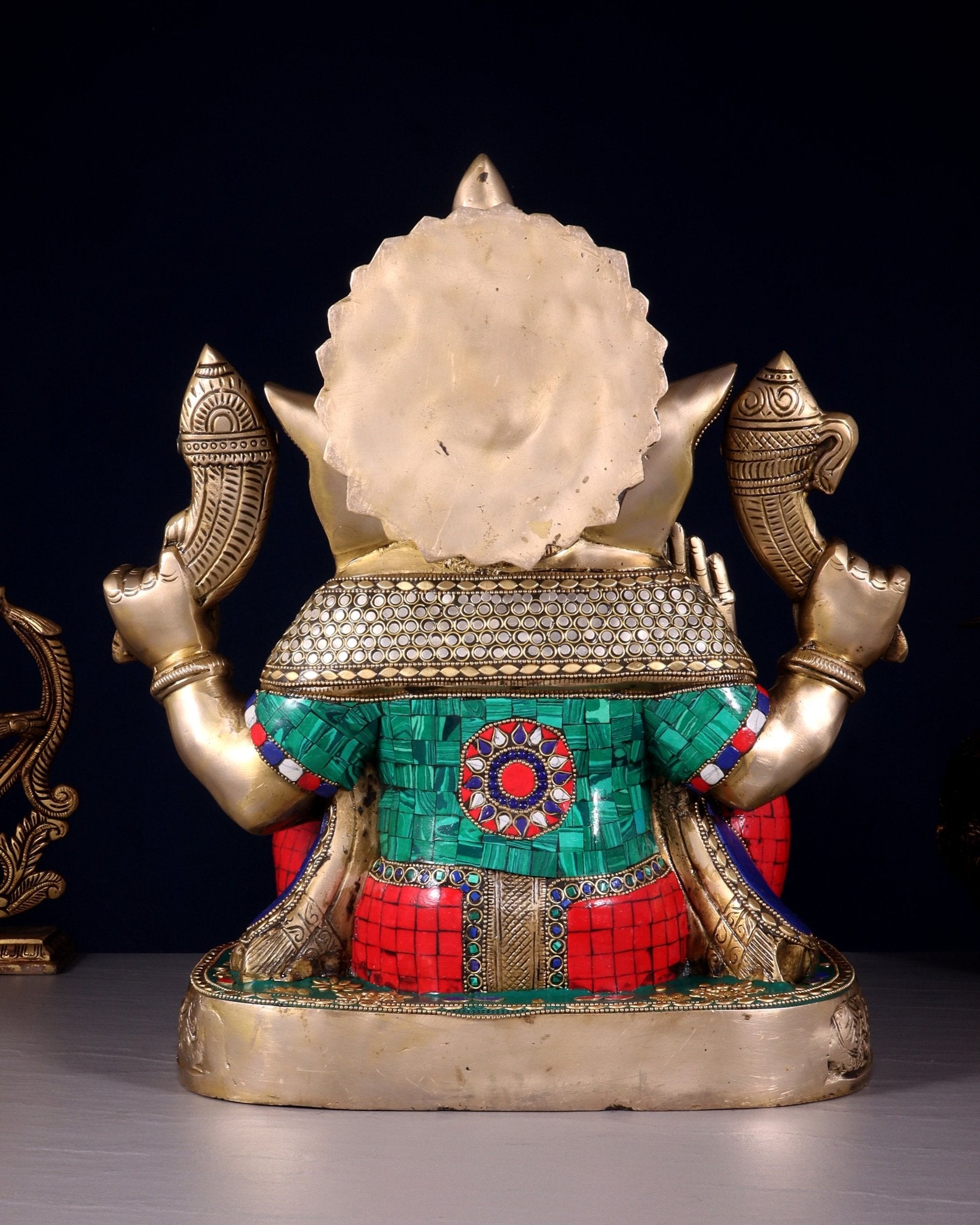 Brass Lord Ganesha Statue 15 inch multicolour - Budhshiv.com