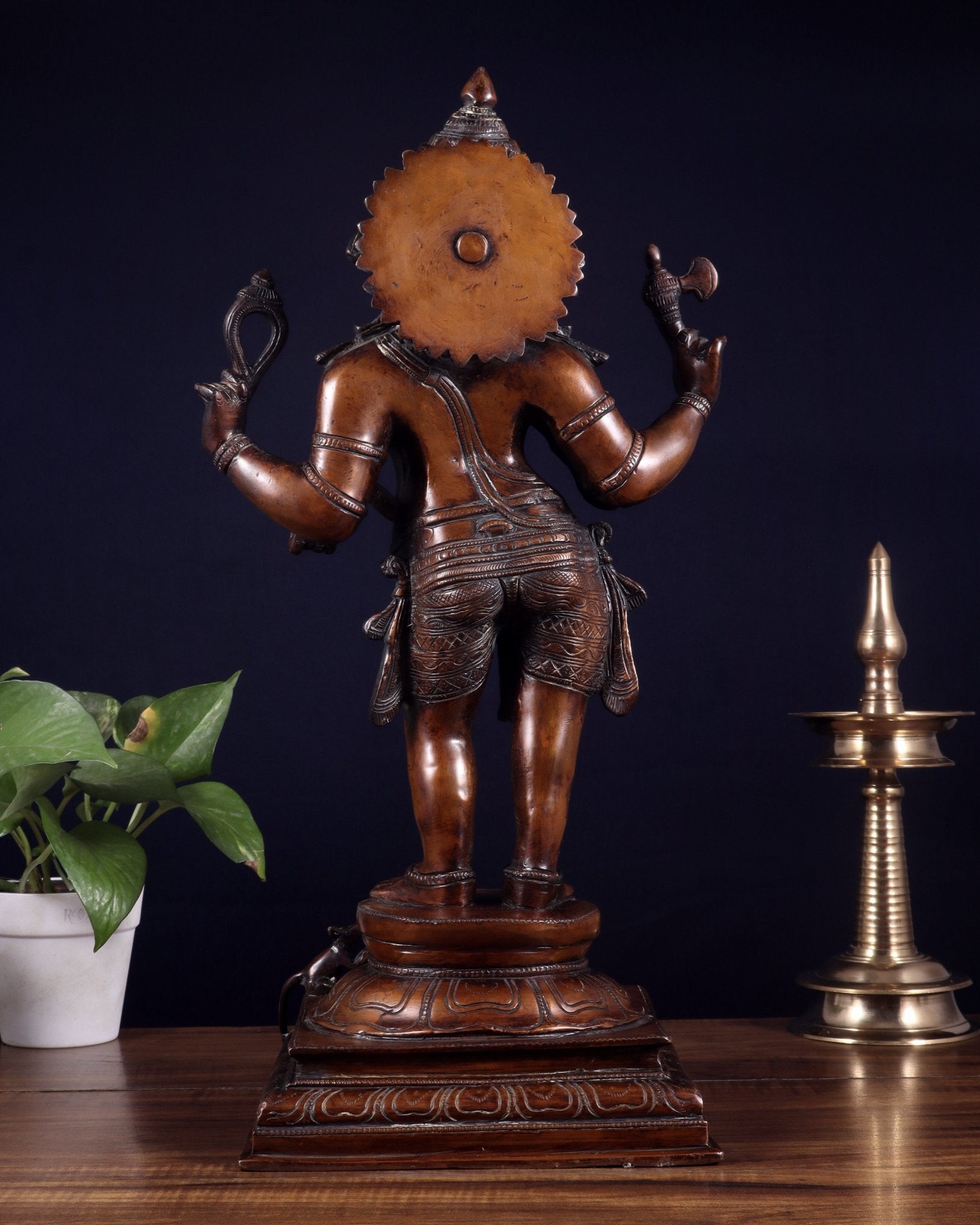 Brass Lord Ganesha Statue - 20 Inches | Antique Bronze Finish - Budhshiv.com