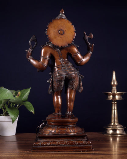 Brass Lord Ganesha Statue - 20 Inches | Antique Bronze Finish - Budhshiv.com