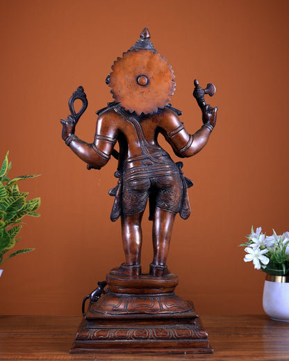 Brass Lord Ganesha Statue - 20 Inches | Antique Copper tone - Budhshiv.com