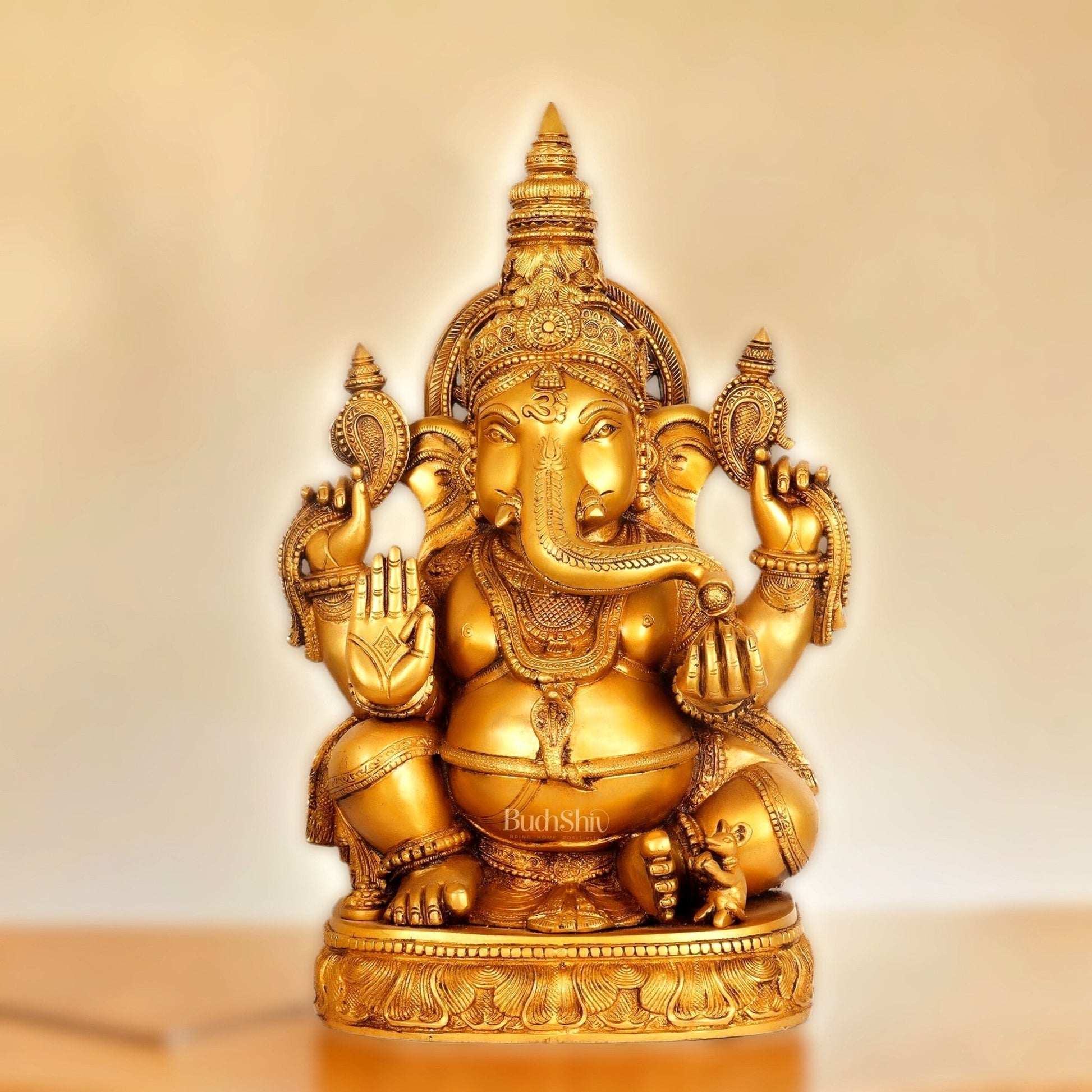 Brass Lord Ganesha Statue 20" - Budhshiv.com