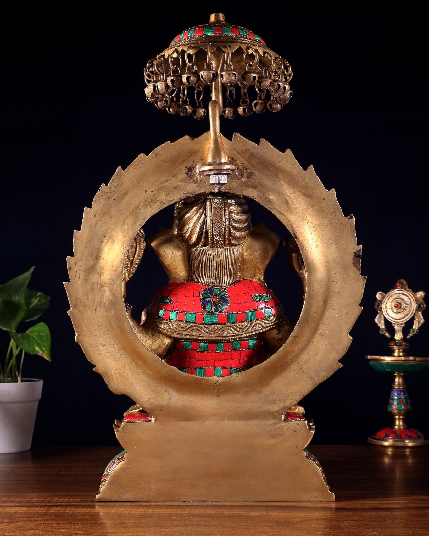 Brass Lord Ganesha Statue Seated on a Throne - 18 inch - Budhshiv.com