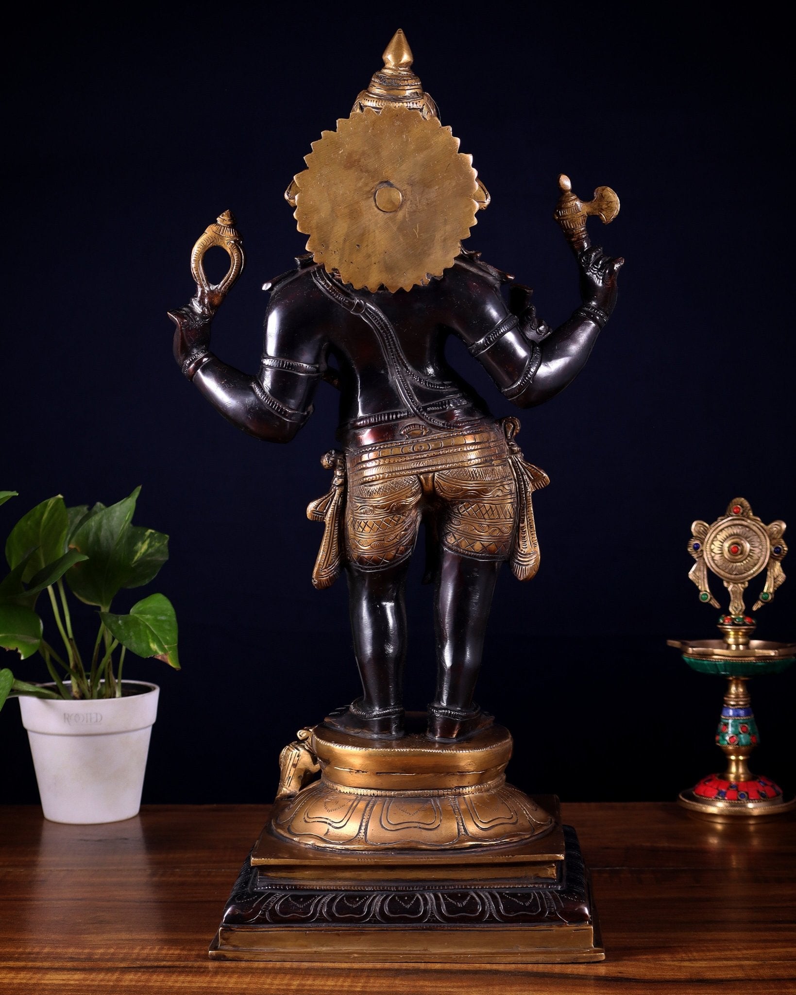 Brass Lord Ganesha Statue standing - 20 Inch black edition - Budhshiv.com