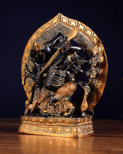 Brass Lord Ganesha Statue with eight Arms 9 inch - Budhshiv.com