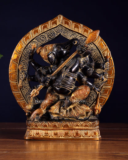 Brass Lord Ganesha Statue with eight Arms 9 inch - Budhshiv.com