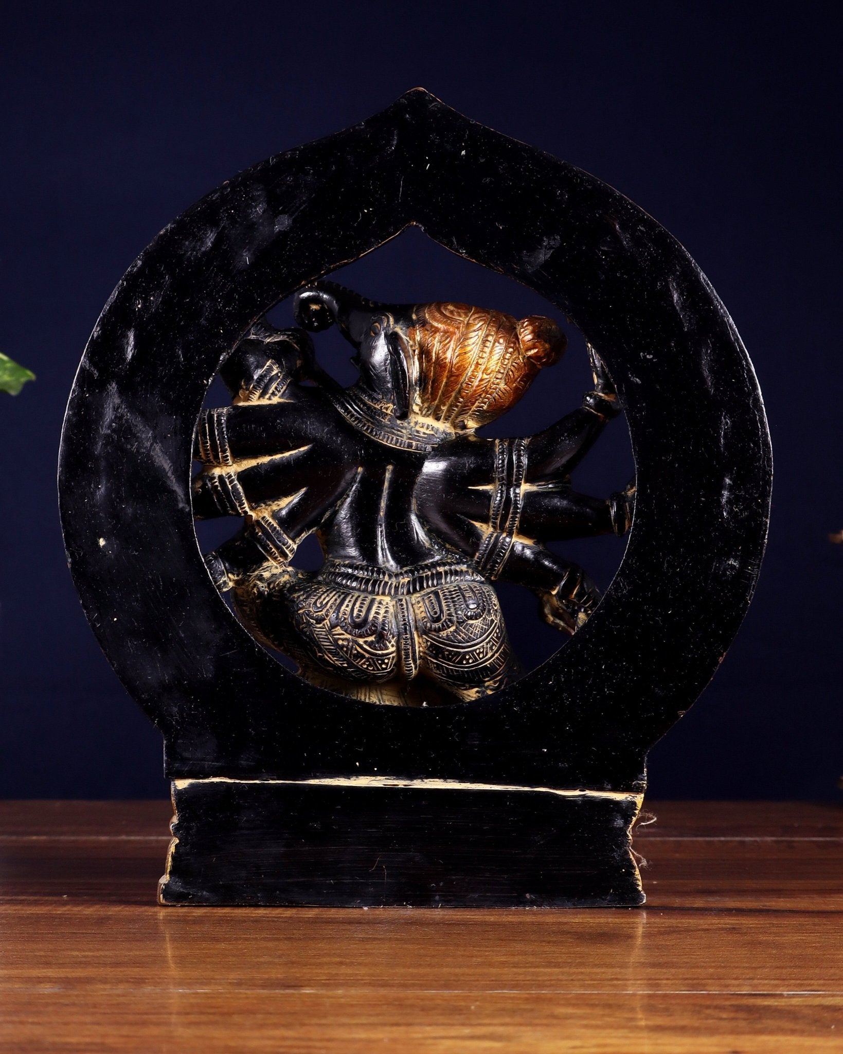 Brass Lord Ganesha Statue with eight Arms 9 inch - Budhshiv.com