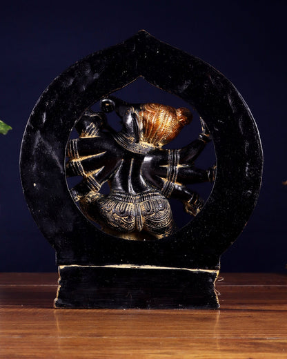 Brass Lord Ganesha Statue with eight Arms 9 inch - Budhshiv.com
