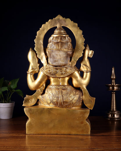 Brass Lord Ganesha Statue with Enhanced Carvings – Divine Elegance 20" - Budhshiv.com