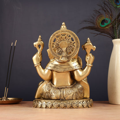 Brass Lord Ganesha Statue with Oval Base 10" - Budhshiv.com