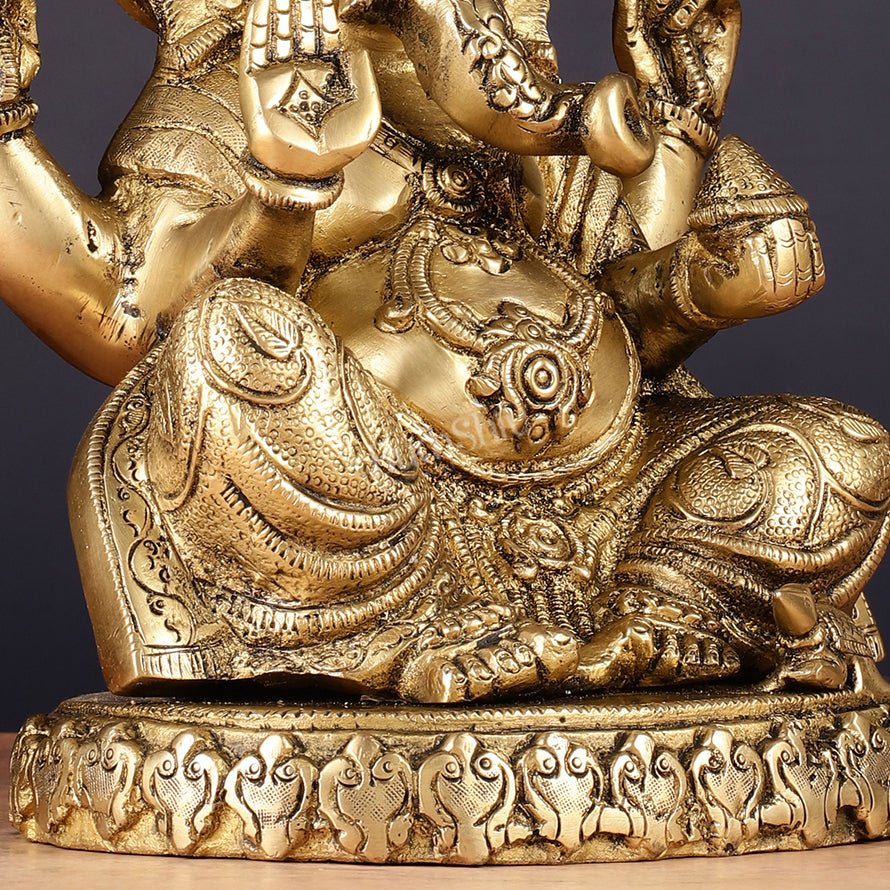 Brass Lord Ganesha Statue with Oval Base 10" - Budhshiv.com