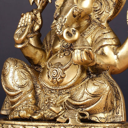 Brass Lord Ganesha Statue with Oval Base 10" - Budhshiv.com