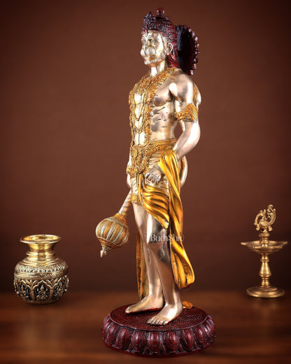Brass Lord Hanuman muscular Statue - 24" Height three tone - Budhshiv.com