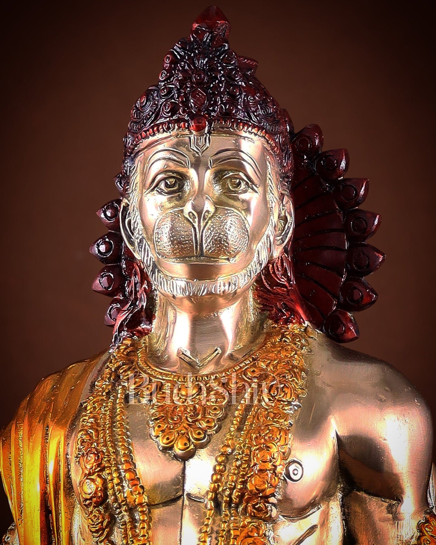 Brass Lord Hanuman muscular Statue - 24" Height three tone - Budhshiv.com