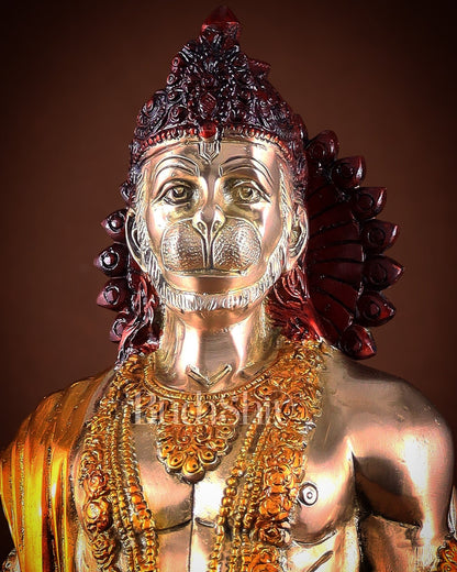 Brass Lord Hanuman muscular Statue - 24" Height three tone - Budhshiv.com