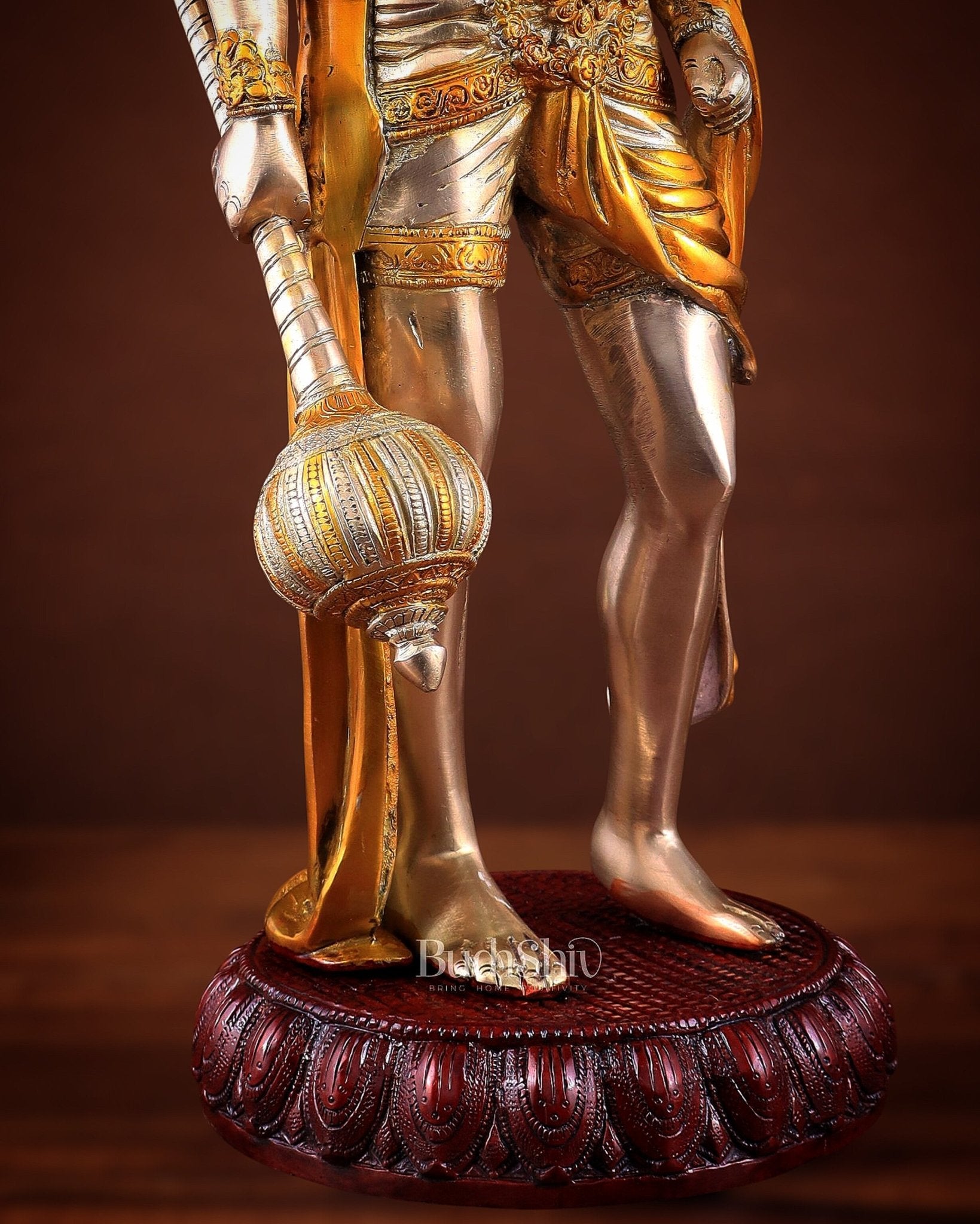 Brass Lord Hanuman muscular Statue - 24" Height three tone - Budhshiv.com