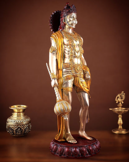 Brass Lord Hanuman muscular Statue - 24" Height three tone - Budhshiv.com