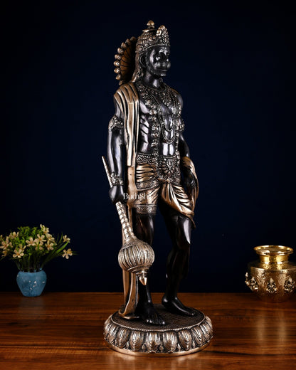 Brass Lord Hanuman Statue Standing 24" Height Black edition - Budhshiv.com