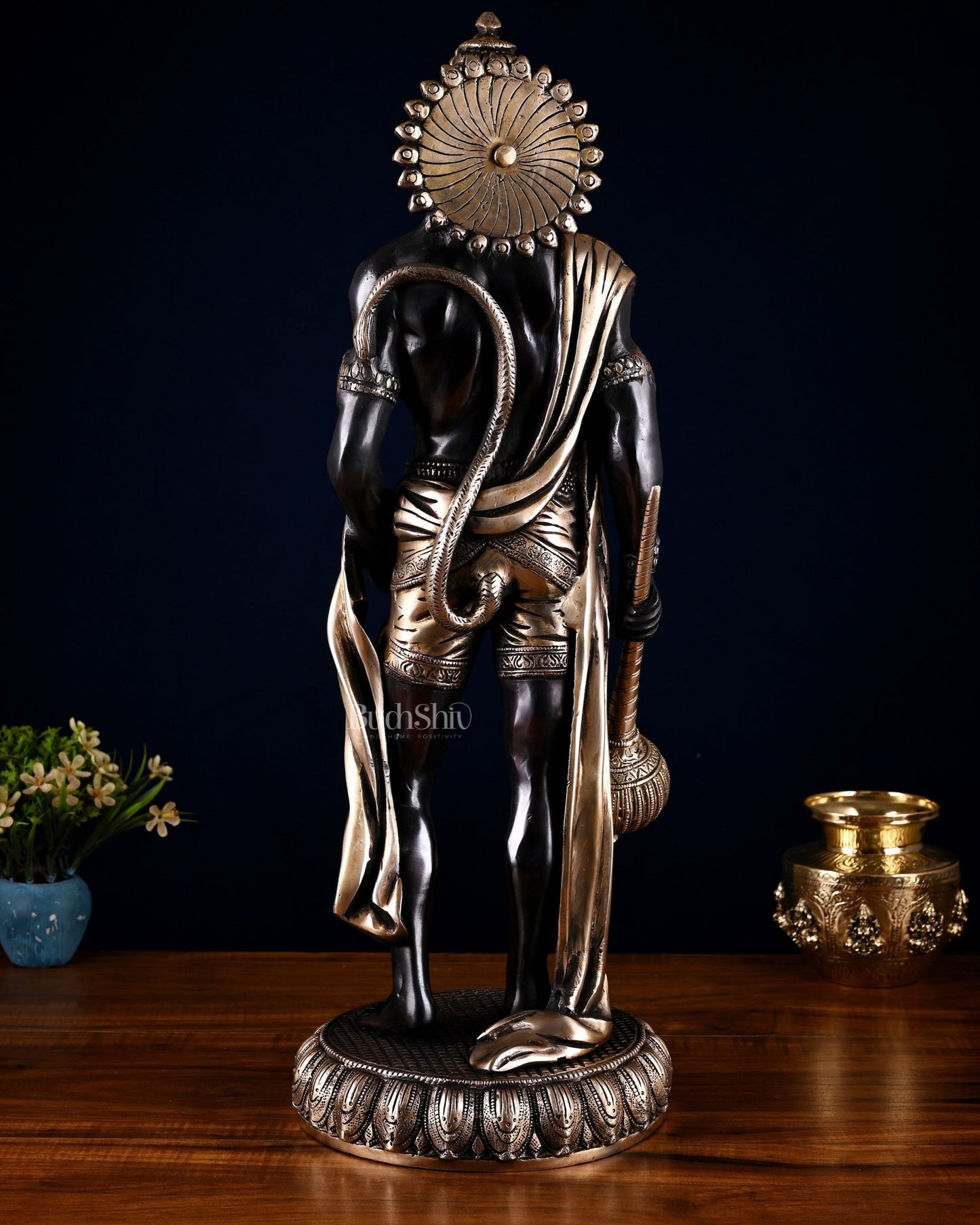 Brass Lord Hanuman Statue Standing 24" Height Black edition - Budhshiv.com
