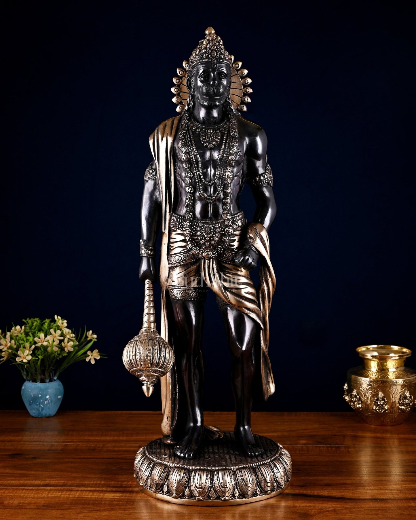 Brass Lord Hanuman Statue Standing 24" Height Black edition - Budhshiv.com