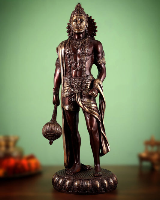 Brass Lord Hanuman Statue Standing 24" Height dual tone - Budhshiv.com