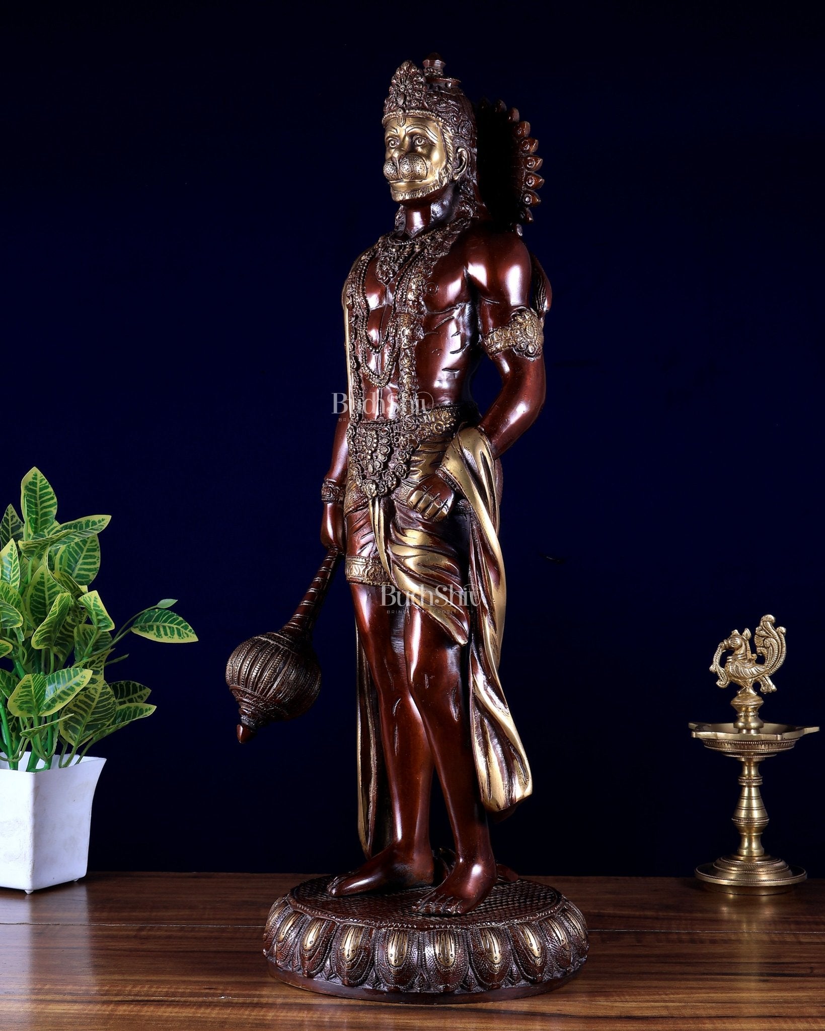 Brass Lord Hanuman Statue Standing 24" Height dual tone - Budhshiv.com