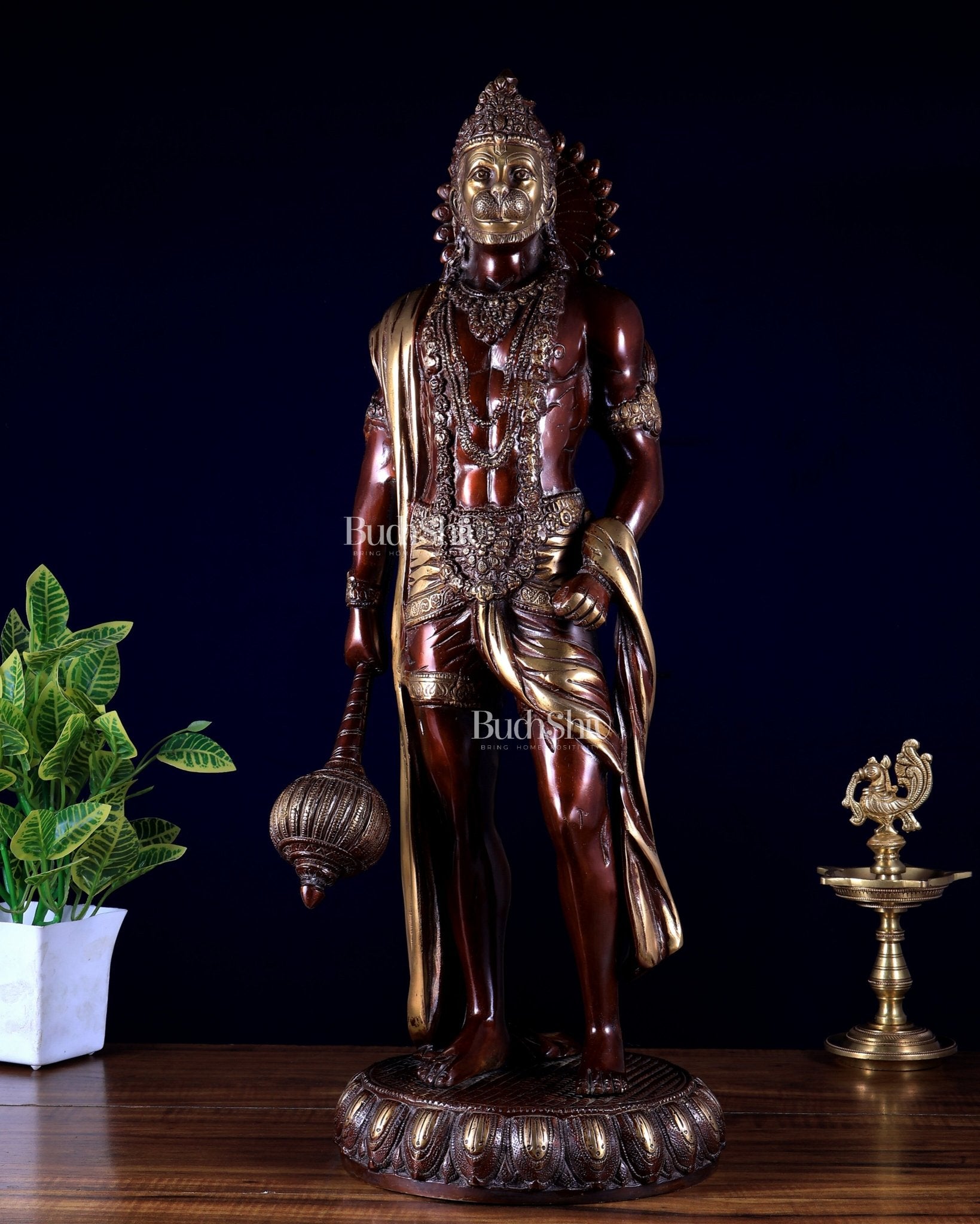 Brass Lord Hanuman Statue Standing 24" Height dual tone - Budhshiv.com