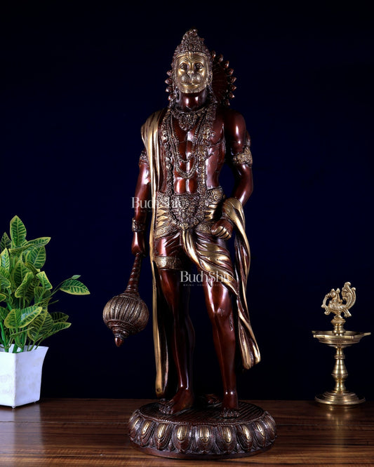 Brass Lord Hanuman Statue Standing 24" Height dual tone - Budhshiv.com