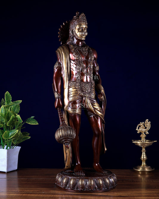 Brass Lord Hanuman Statue Standing 24" Height dual tone - Budhshiv.com