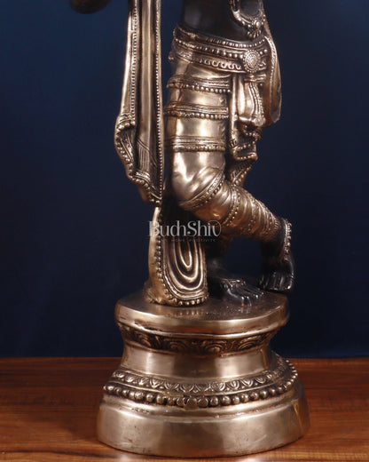 Brass Lord Krishna Statue - 36 inch black edition - Budhshiv.com