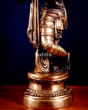 Brass Lord Krishna Statue - 36 inch black edition - Budhshiv.com