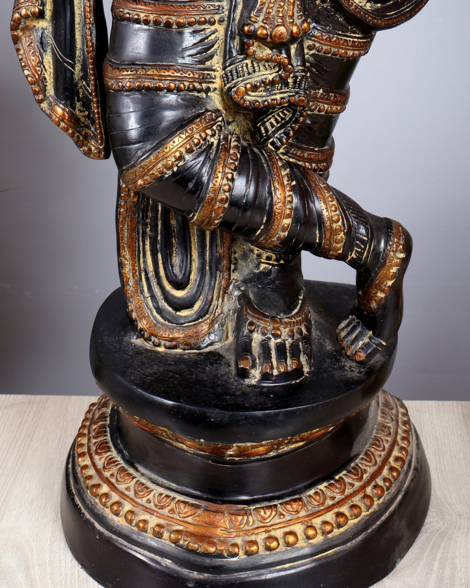 Brass Lord Krishna Statue | Black sand Finish 3 feet - Budhshiv.com