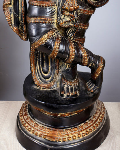 Brass Lord Krishna Statue | Black sand Finish 3 feet - Budhshiv.com