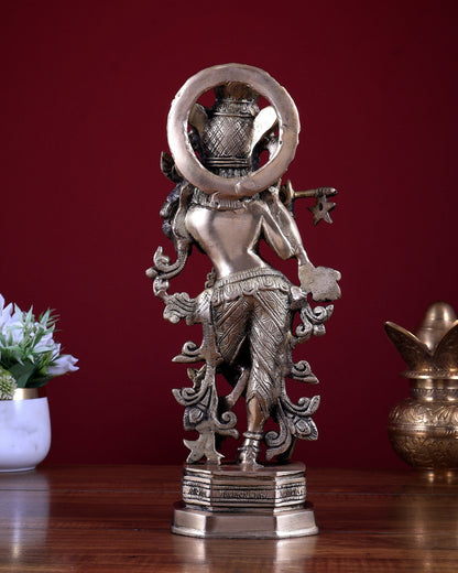 Brass Lord Krishna Statue – Intricately Handcrafted 13.5 inch - Budhshiv.com