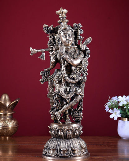 Brass Lord Krishna Statue – Intricately Handcrafted 18 inch - Budhshiv.com
