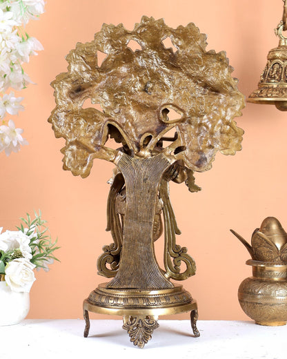 Brass Lord Krishna under Kalpavriksha 18" - Budhshiv.com