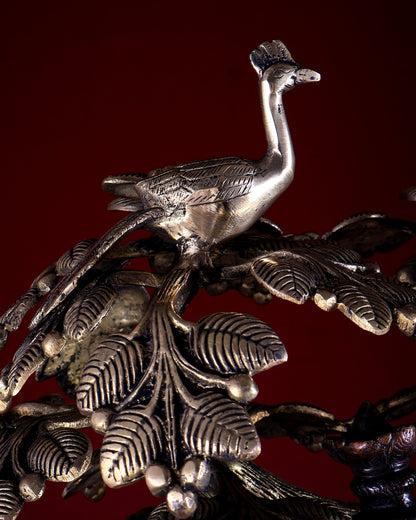 Brass Lord Krishna with Cow Under Large Tree Statue – Dual Tone 25 inch - Budhshiv.com