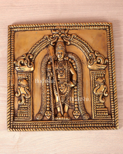 Brass Lord Murugan Kartikeya Wall Hanging Plate (11 Inch, 5.39 Kg) - Budhshiv.com