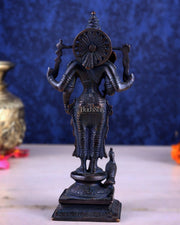 Brass Lord Murugan Standing with Peacock Idol – Vintage Bronze Tone, 8" - Budhshiv.com