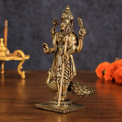 Brass Lord Murugan Swamy Kartikeya Intricate Idol - 6 Inch - Budhshiv.com