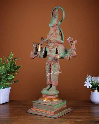Brass Lord Panchmukhi Hanuman Statue - 22 Inch sand finish - Budhshiv.com