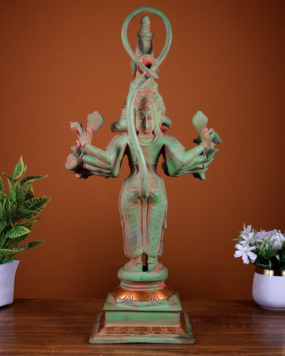 Brass Lord Panchmukhi Hanuman Statue - 22 Inch sand finish - Budhshiv.com