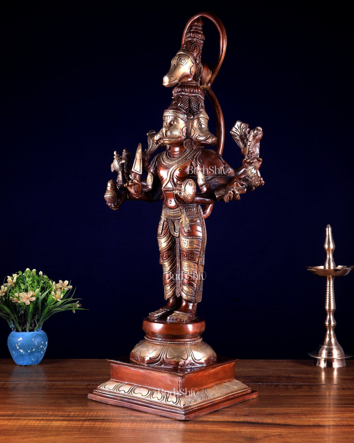 Brass Lord Panchmukhi Hanuman Statue - 22 Inch - Budhshiv.com