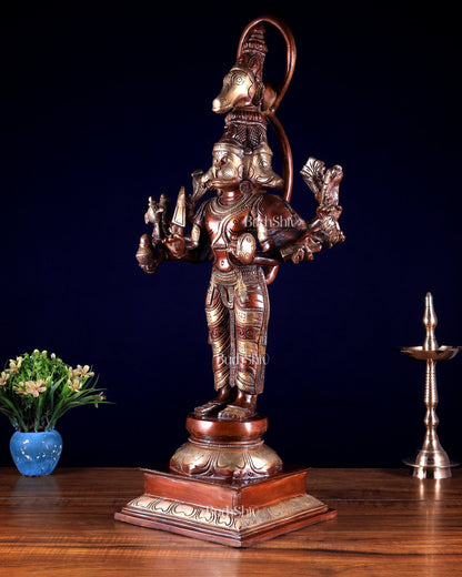 Brass Lord Panchmukhi Hanuman Statue - 22 Inch - Budhshiv.com
