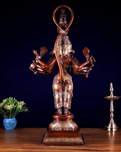 Brass Lord Panchmukhi Hanuman Statue - 22 Inch - Budhshiv.com